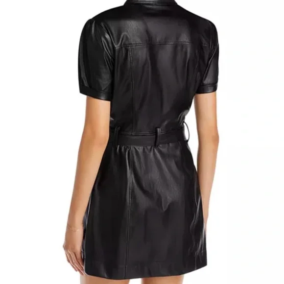 PAIGE Black Faux Leather Mini Dress, Size Large - Picture 7 of 8